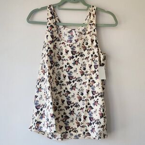 Frenchi Floral Tank Top | Size Medium | Cream Romantic Cottagecore NEW WITH TAGS